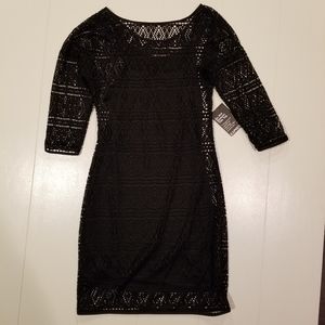 EXPRESS Little Black Dress Geometric Lace